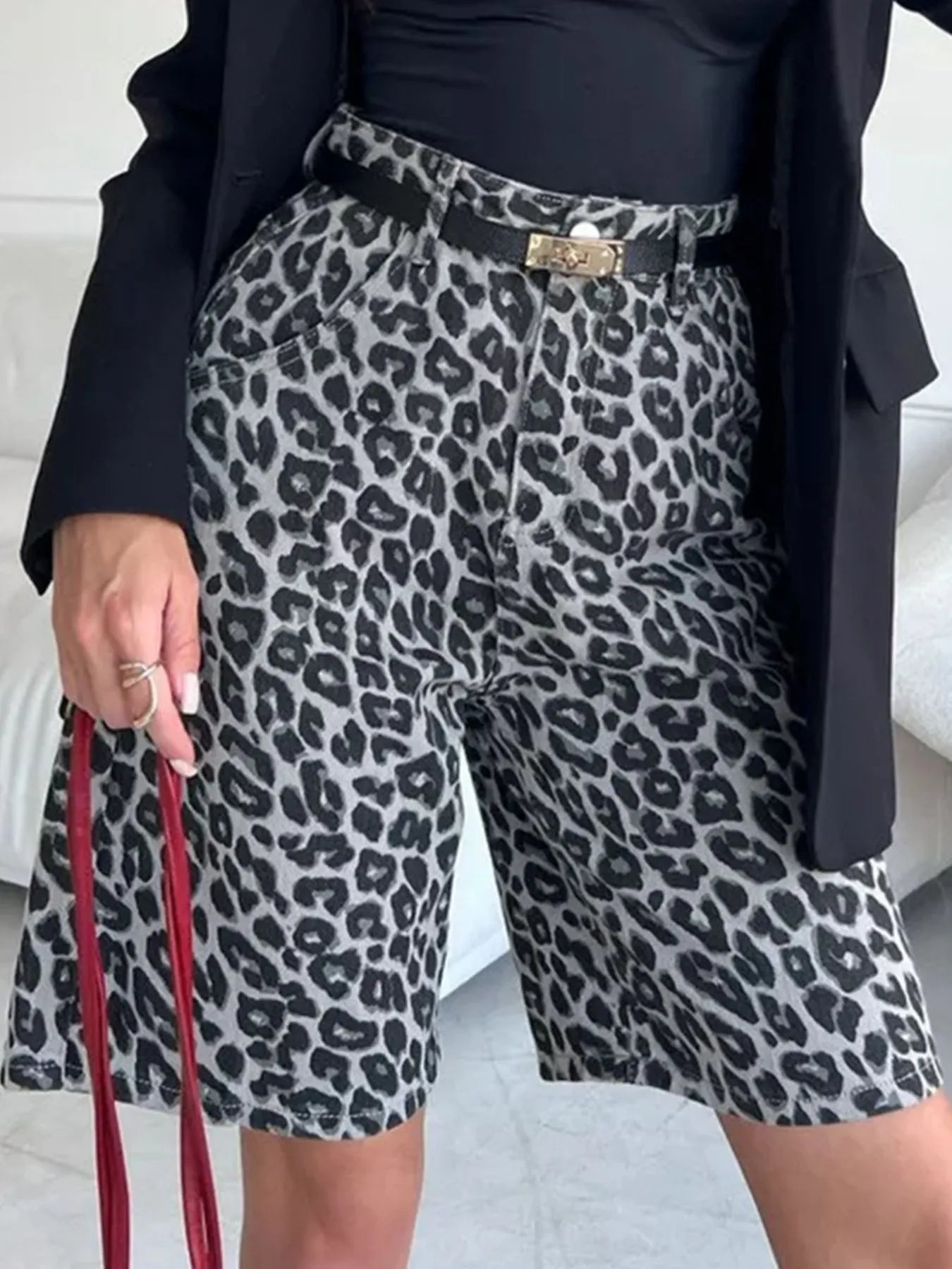 Leopard Print High-Waisted Casual Shorts OutfitFlow