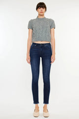 Kancan High-Rise Slim Fit Raw Hem Ankle Jeans OutfitFlow