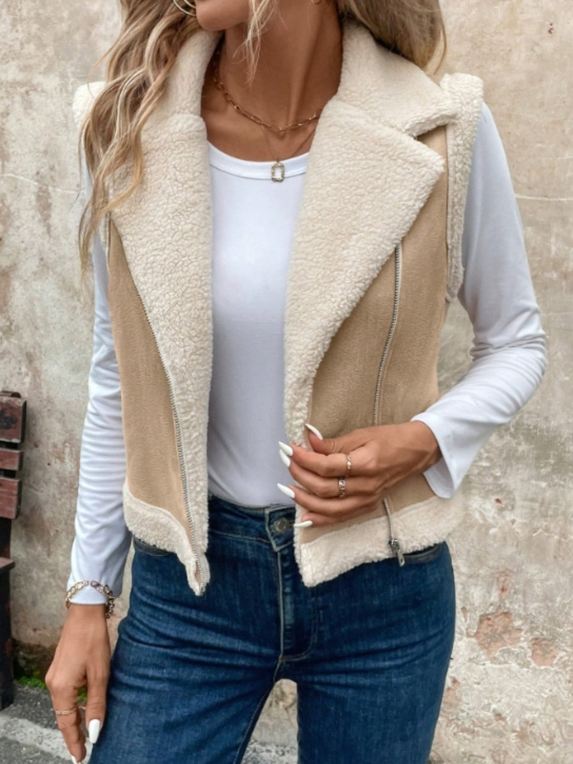 Outfit Flow - Zip Up Sherpa Vest Coat