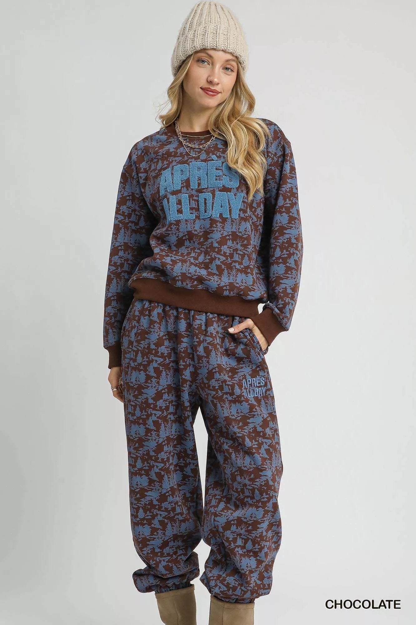 Umgee Scenic Print Casual Sweatpants OutfitFlow