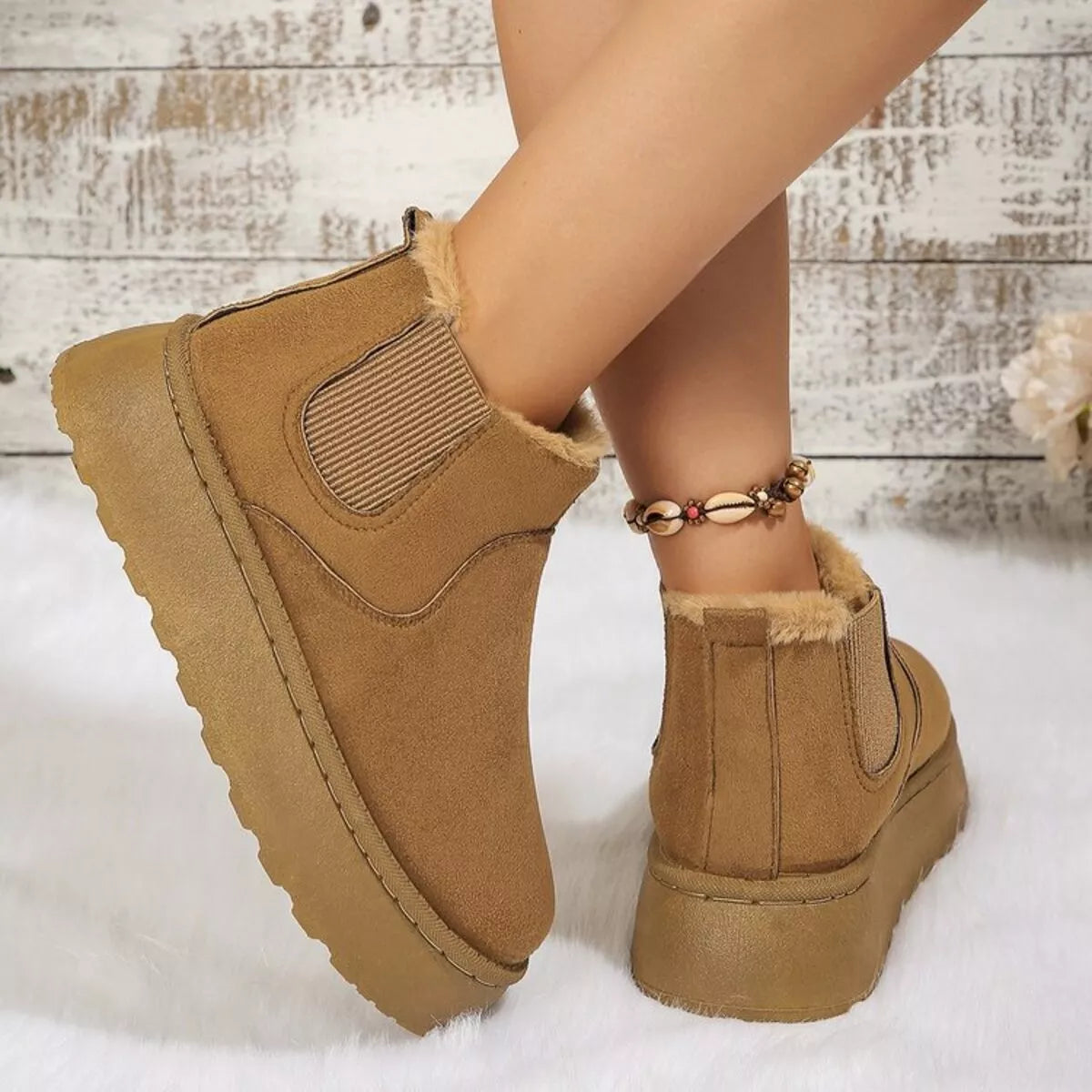 Round Toe Platform Ankle Boots Trendsi