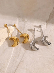 Stainless Steel Moon Dangle Earrings OutfitFlow