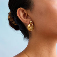 18K Gold-Plated Stainless Steel Shell Shape Earrings OutfitFlow