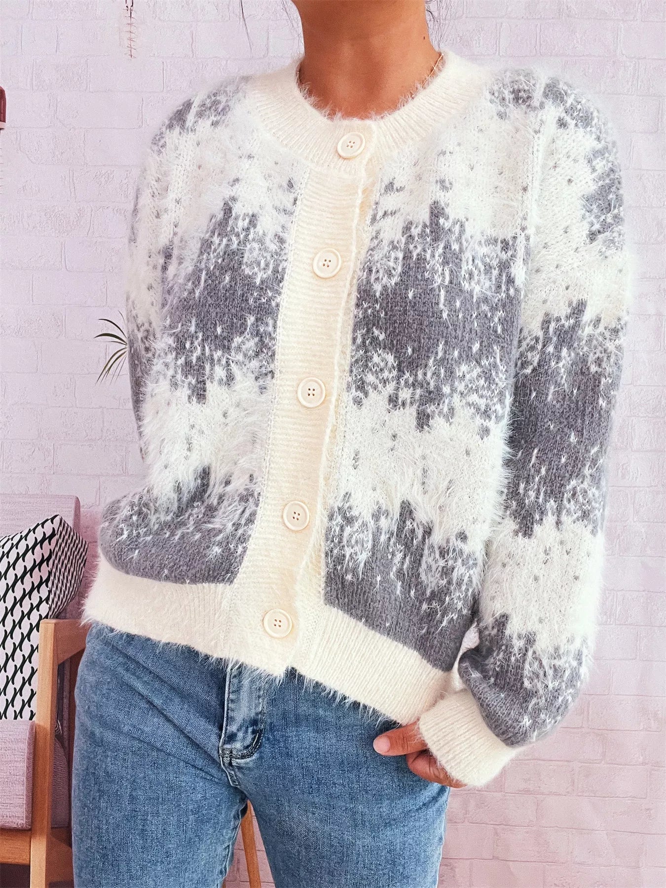 Ribbed Hem Button Up Cardigan OutfitFlow