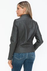 Outfit Flow - Snobbish Faux Leather Zip Up Mock Neck Jacket