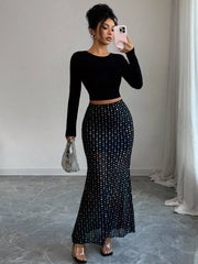 Polka Dot Maxi Skirt OutfitFlow