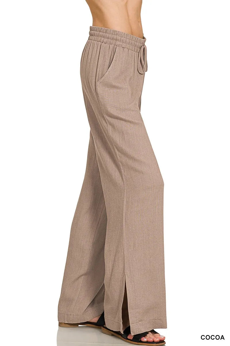 Zenana Linen Drawstring Pants OutfitFlow