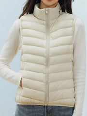 Quilted Zip Up Turtleneck Vest Coat OutfitFlow