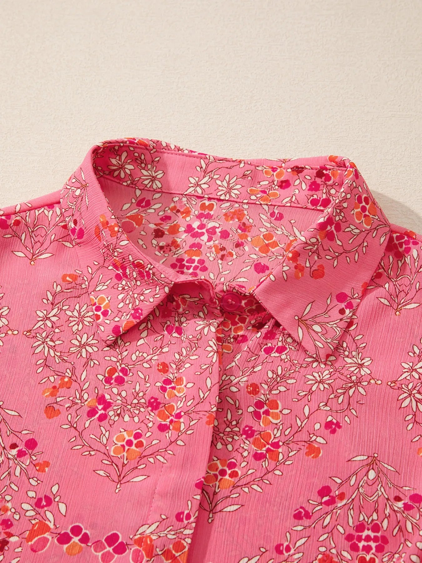Floral Print Lantern Sleeve Loose Shirt OutfitFlow