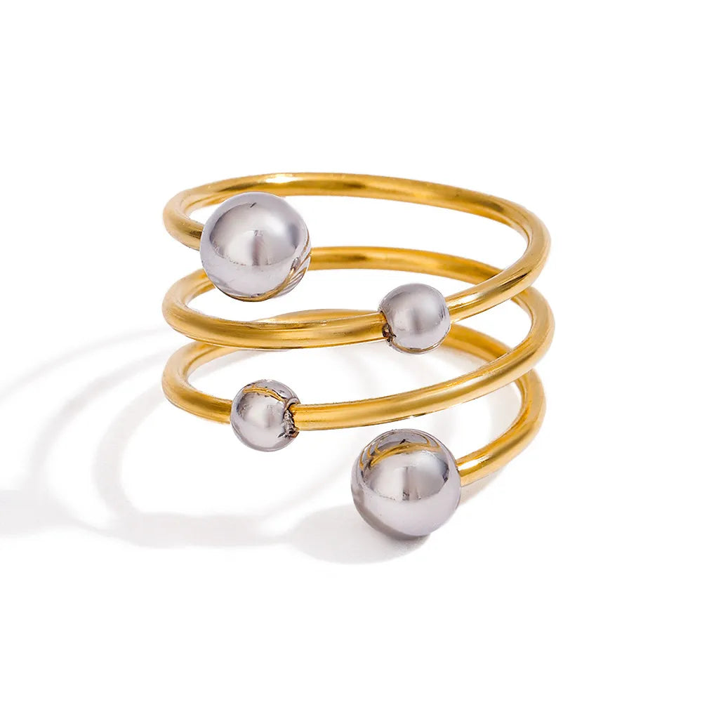 Two-Tone Stainless Steel Multi-Layer Spiral Ring OutfitFlow