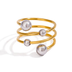 Two-Tone Stainless Steel Multi-Layer Spiral Ring OutfitFlow
