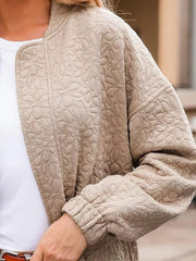 Full Size Floral Quilted Zip Up Jacket Plus Size Trendsi