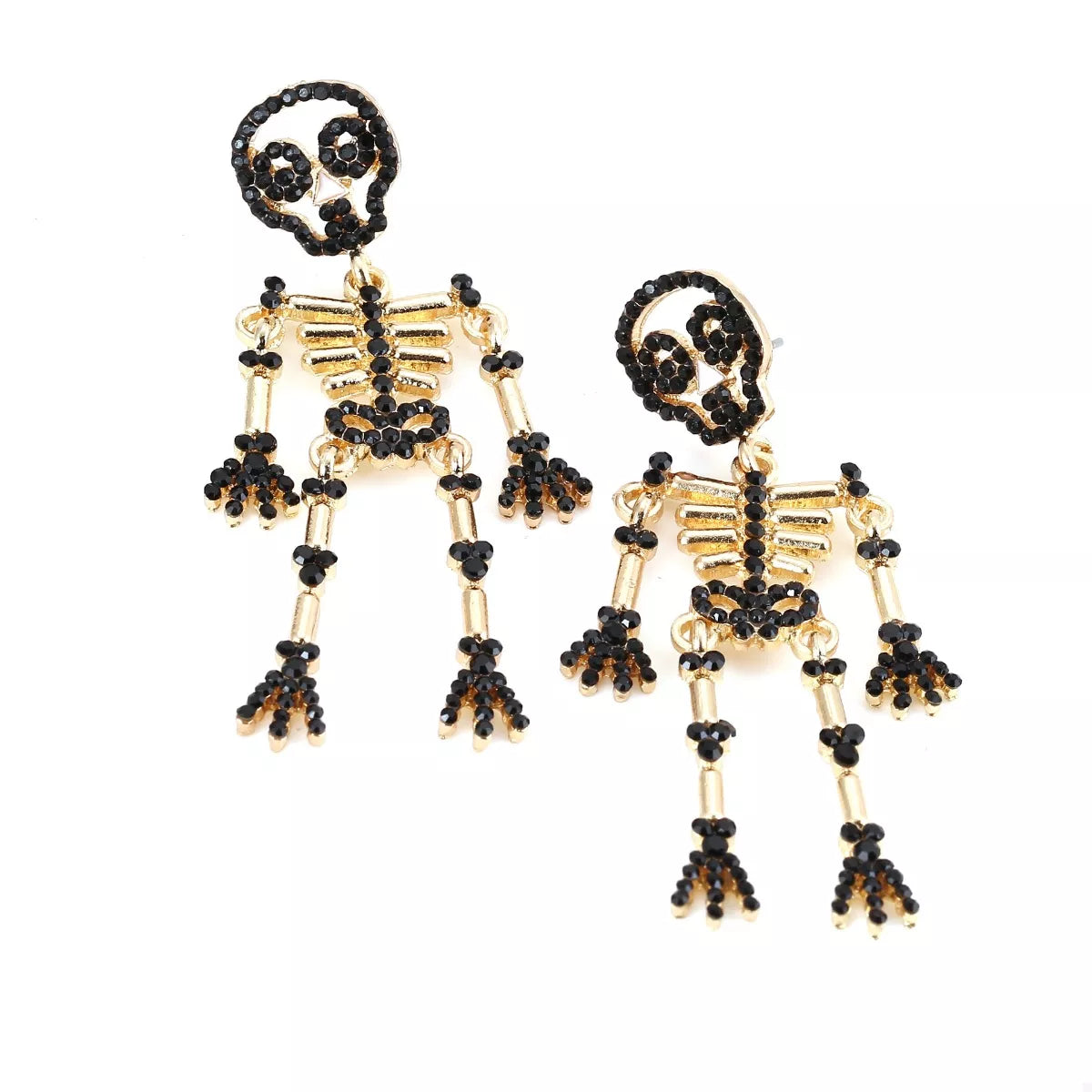 Halloween Skeleton Statement Earrings Black One Size OutfitFlow