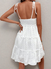 Frill Tiered Tie Shoulder Dress OutfitFlow