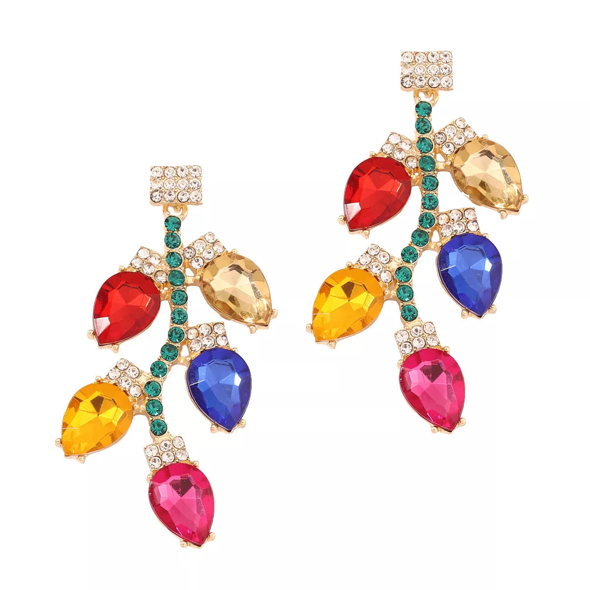 Christmas Rhinestone Drop Earrings OutfitFlow