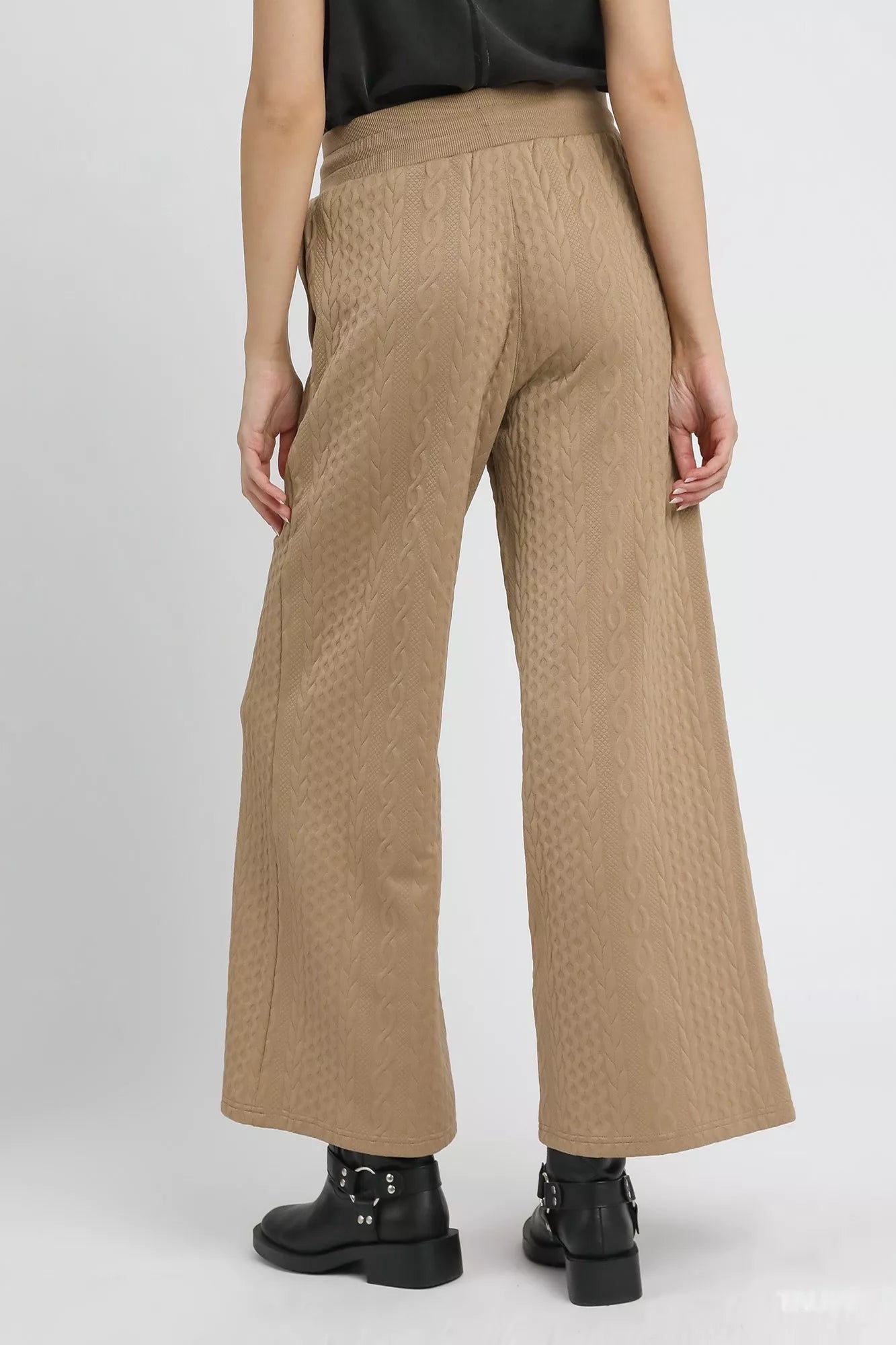 Umgee Cable Knit Textured Wide Leg Pants OutfitFlow