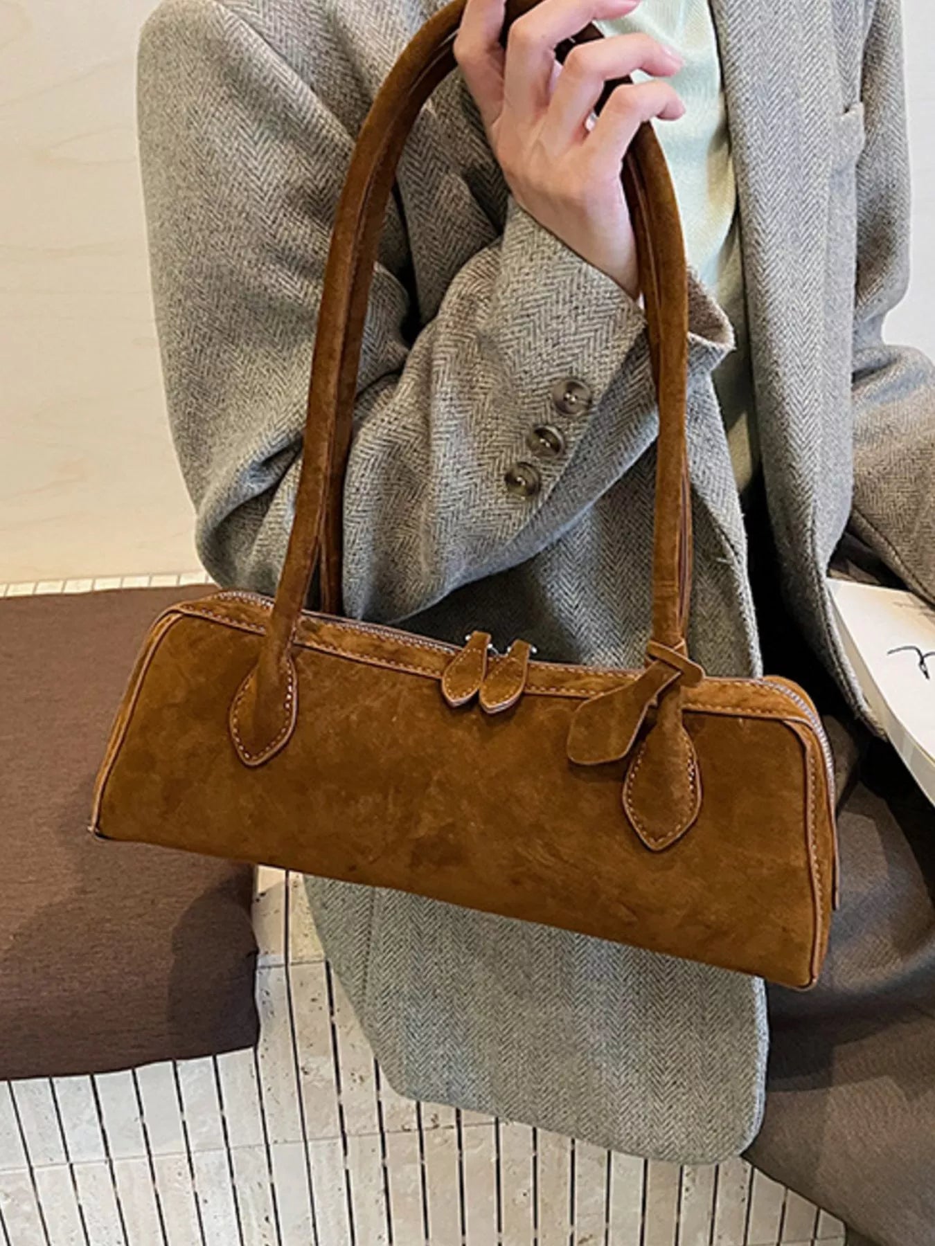 Solid Color Shoulder Bag Trendsi