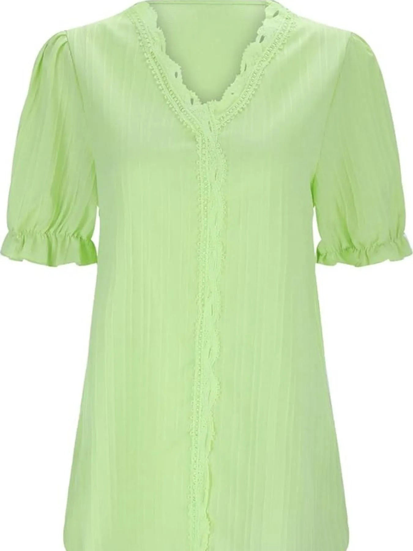 Full Size Lace Detail V-Neck Blouse Plus Size OutfitFlow