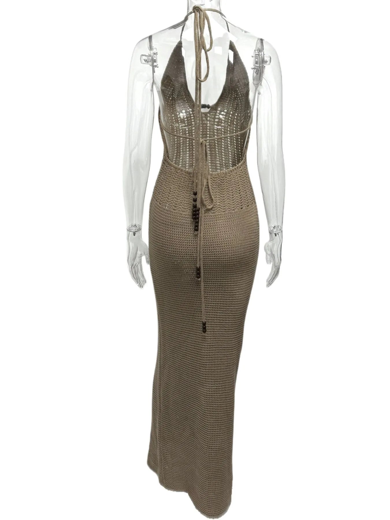 Halter Neck Maxi Bodycon Sweater Dress OutfitFlow