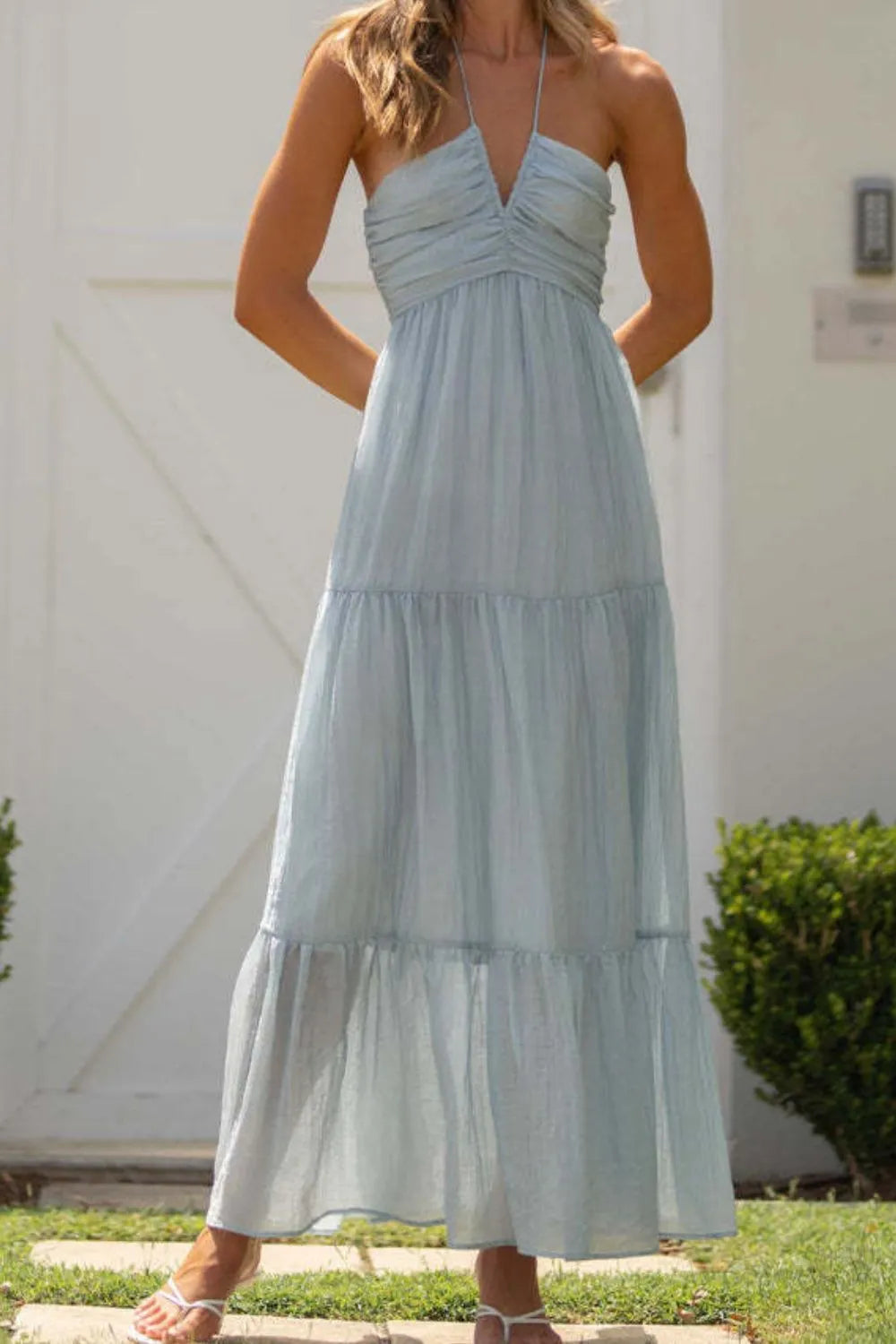 Tiered Halter Neck Cami Dress OutfitFlow