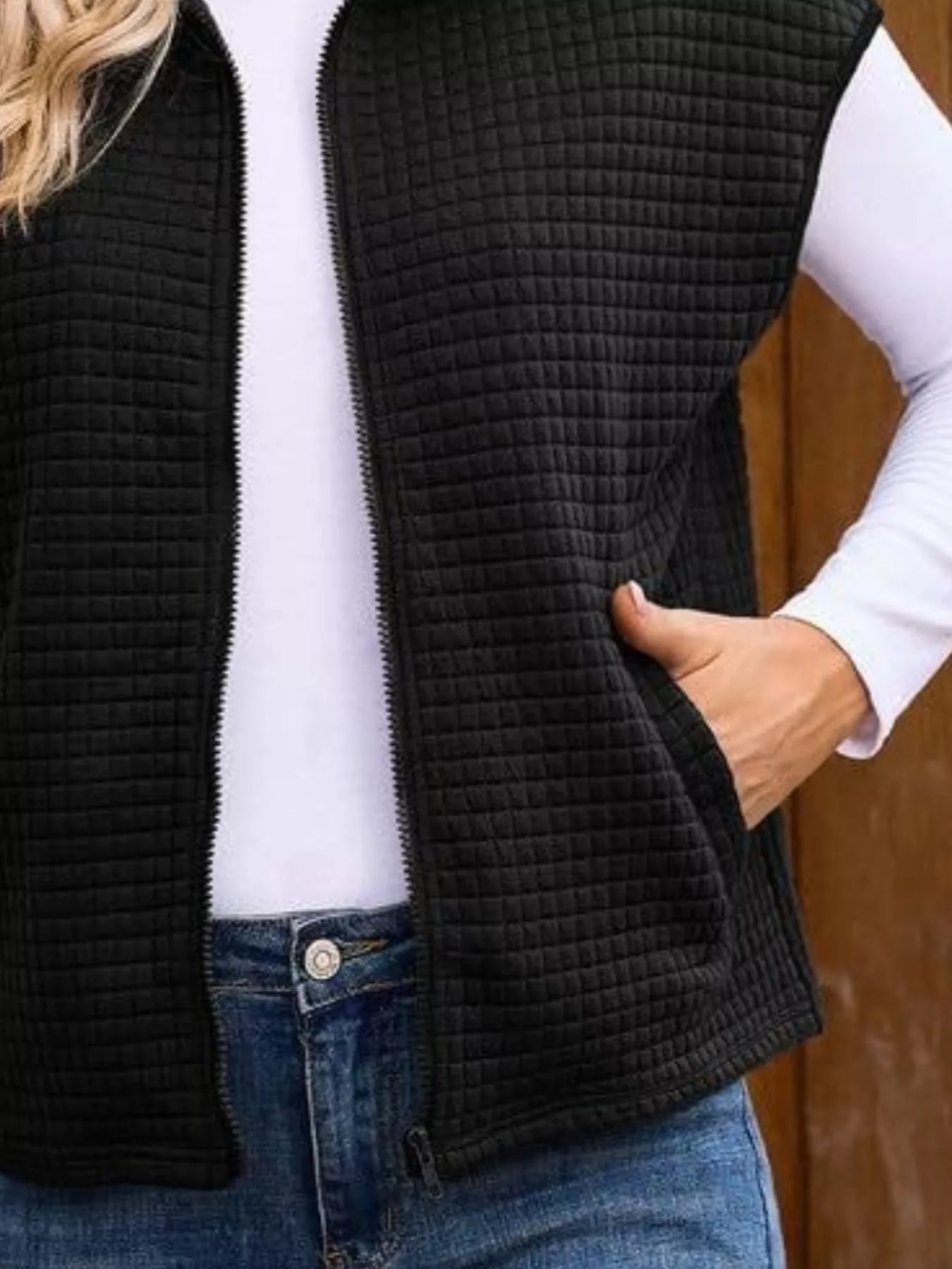 Zip-Up Vest Coat Trendsi