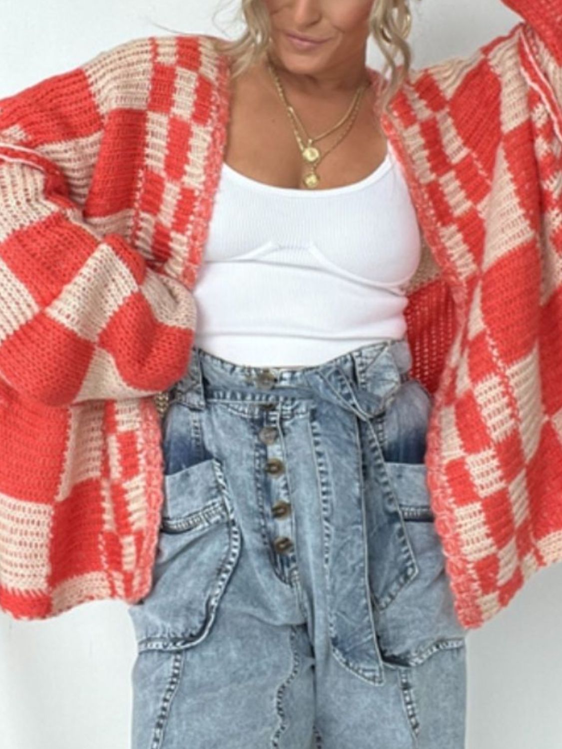 Outfit Flow - Plaid Open Front Long Sleeve Cardigan