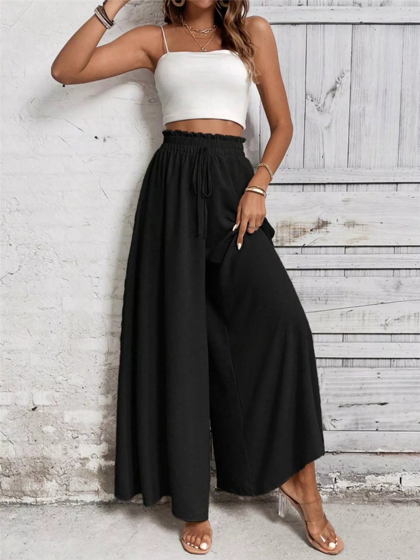 Frill Wide Leg Pants OutfitFlow