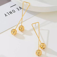 Modern Geometric Triangle Gold Ball Drop Earrings OutfitFlow