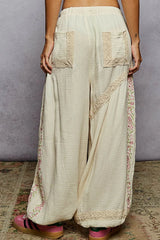 POL Floral Embroidered Drawstring Joggers with Lace Trim OutfitFlow