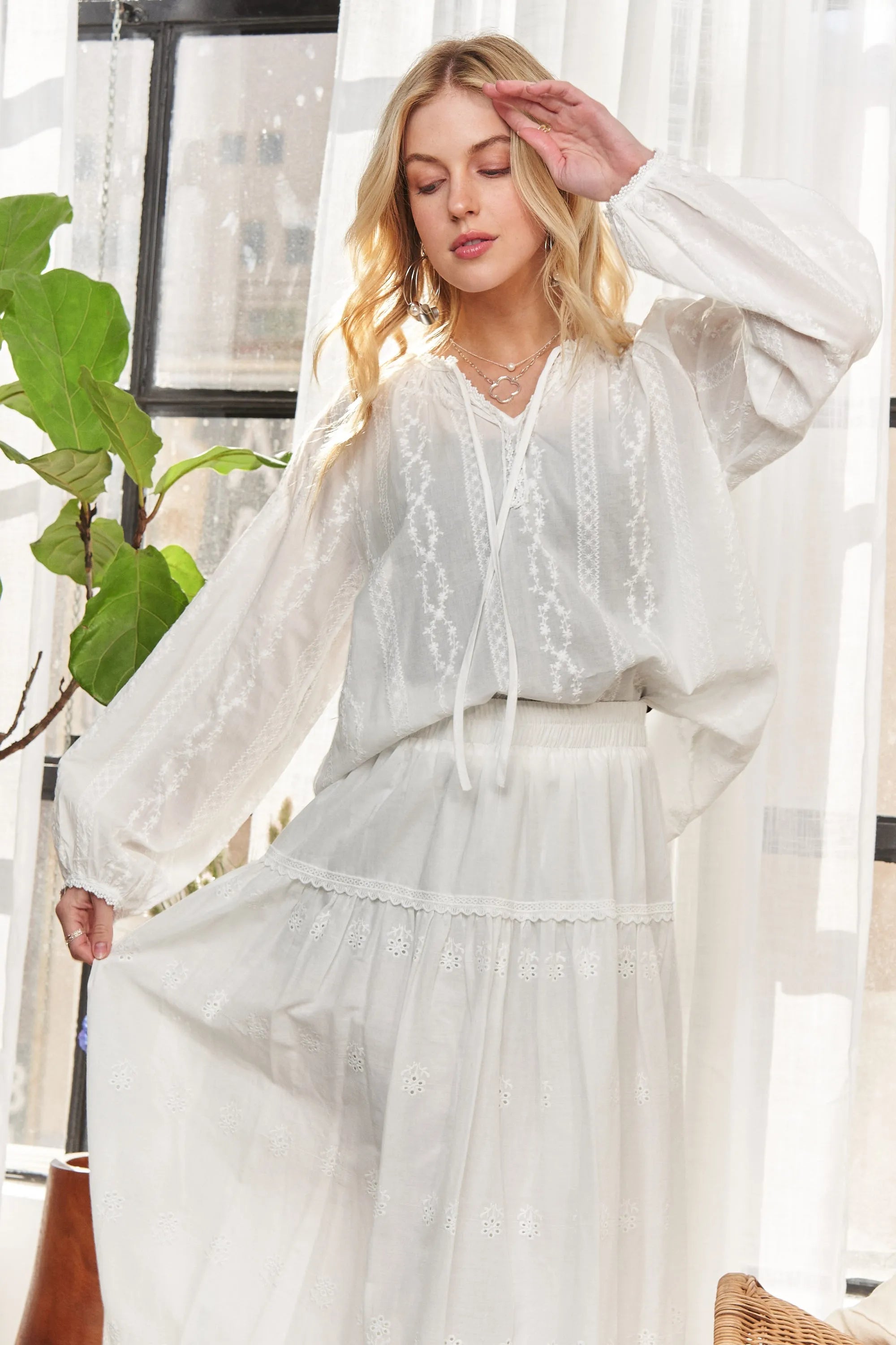 ADORA Cotton Peasant Top OutfitFlow