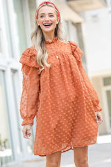 And The Why Lovely Ruffle Shoulder with Textured Woven Dress OutfitFlow