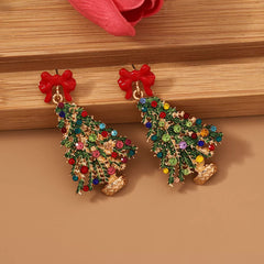 Christmas Tree Earrings with Bow OutfitFlow