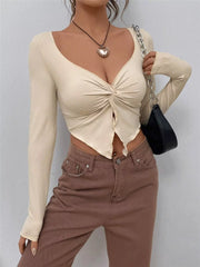 Twisted Front Long Sleeve T-Shirt OutfitFlow