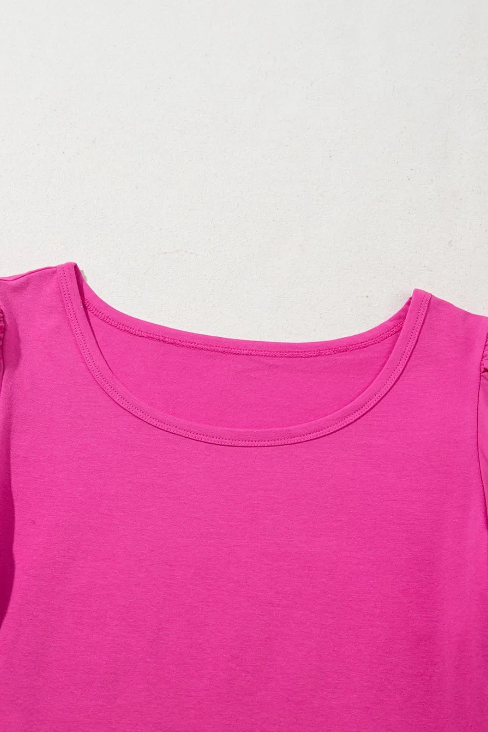 Casual Round Neck Bubble Sleeve T-Shirt OutfitFlow