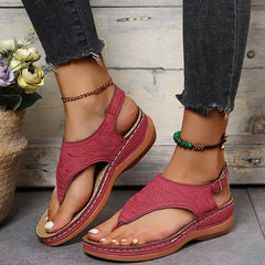 Toe Post Wedge Sandals OutfitFlow