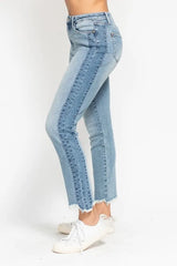 Judy Blue Full Size Vintage Wash Side Panel Detail with Fray Hem Slim Plus Size OutfitFlow