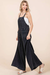 Mittoshop Textured Wide Leg Overalls OutfitFlow