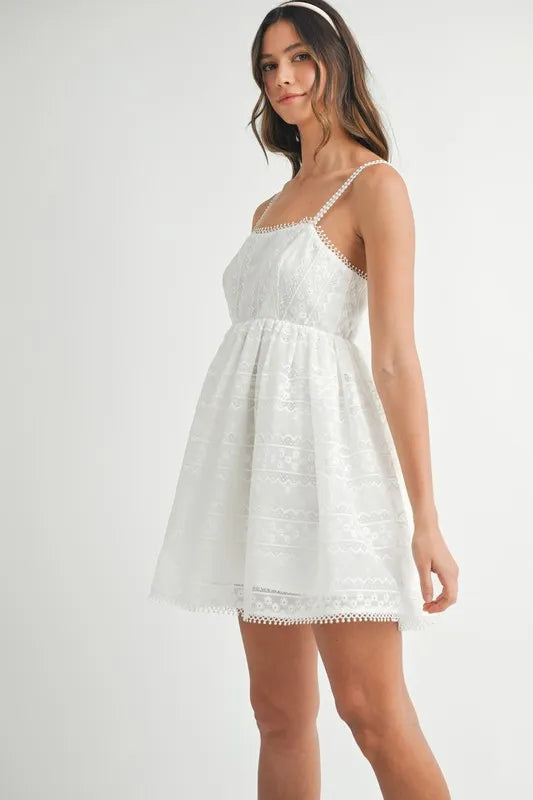 MABLE Eyelet Lace Babydoll Mini Cami Dress OutfitFlow