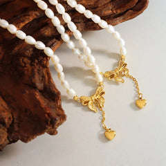 Titanium Steel Freshwater Pearl Heart Necklace OutfitFlow