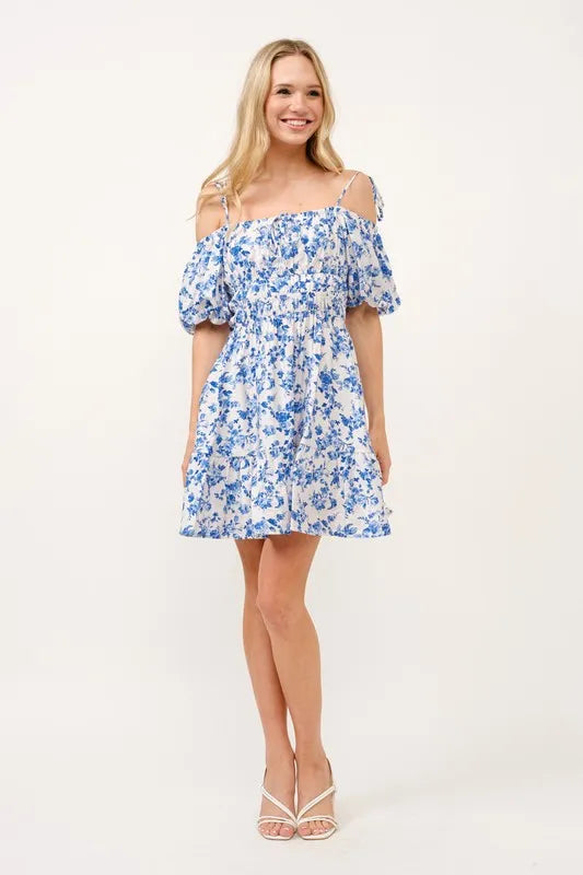 And The Why Off Shoulder Bubble Sleeve Dress OutfitFlow