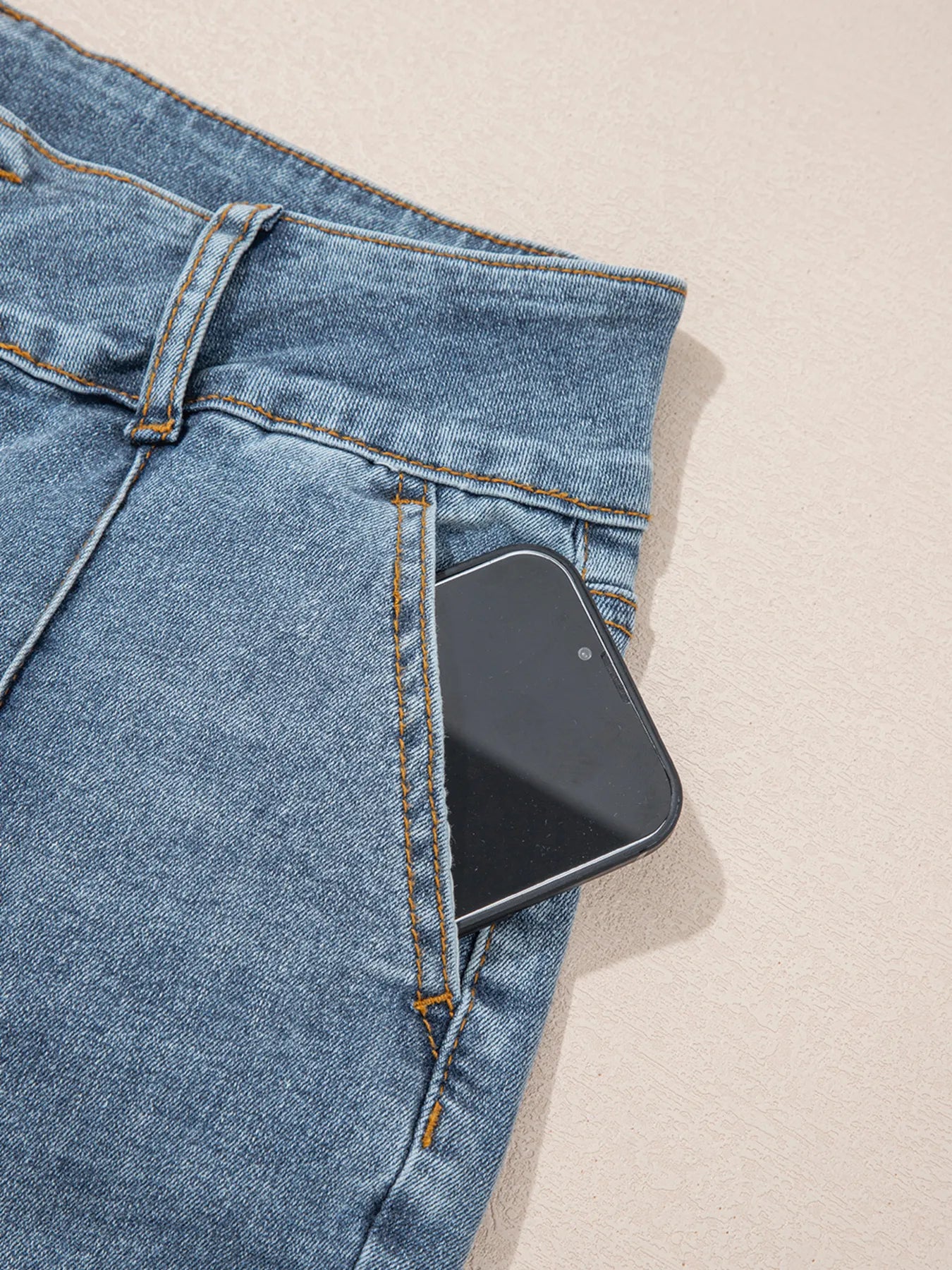 High-Waisted Flare Jeans with Seam Detail OutfitFlow