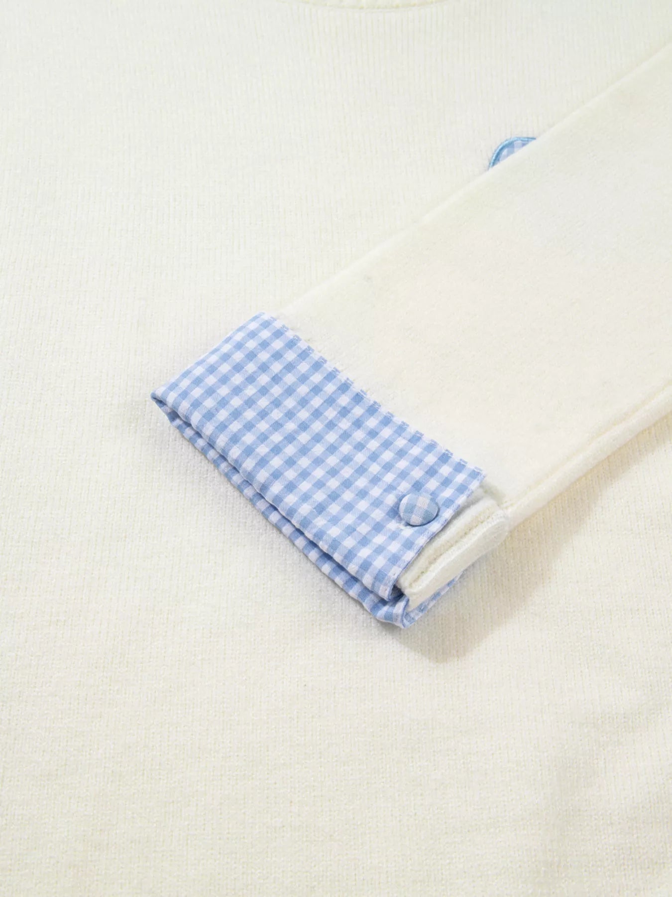 Plaid Heart Embroidered Cuffed Drop Shoulder Crew Neck Sweater OutfitFlow