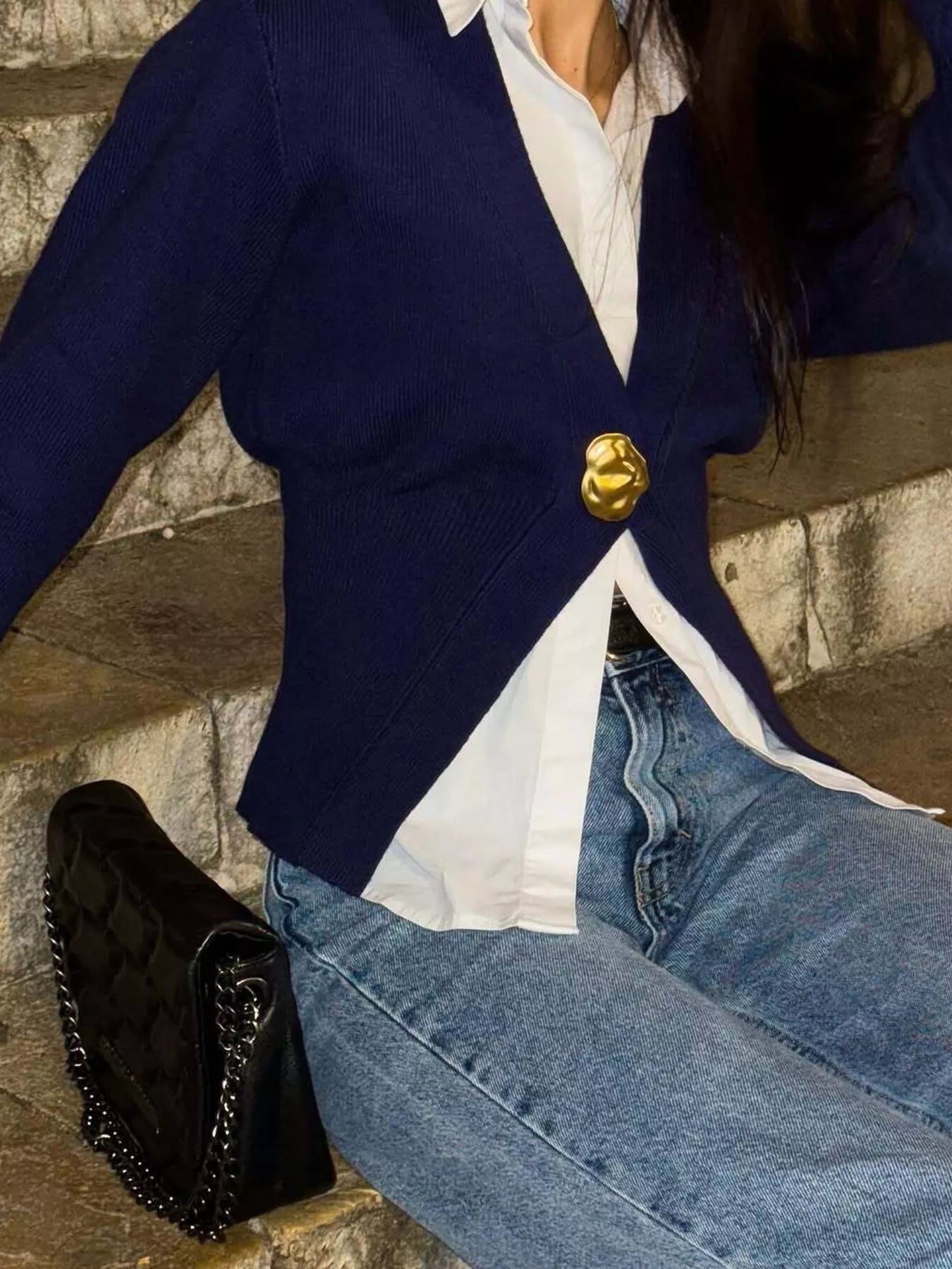 Single-Button Knit Cardigan OutfitFlow