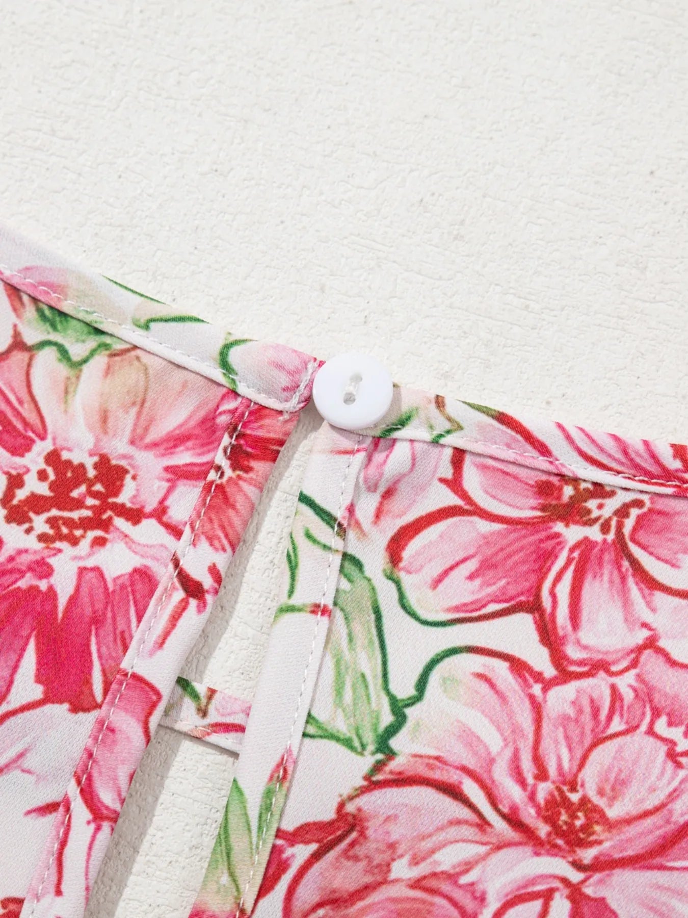 Floral Print Keyhole Neck Blouse OutfitFlow