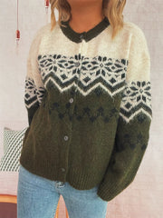Christmas Button Up Drop Shoulder Cardigan OutfitFlow