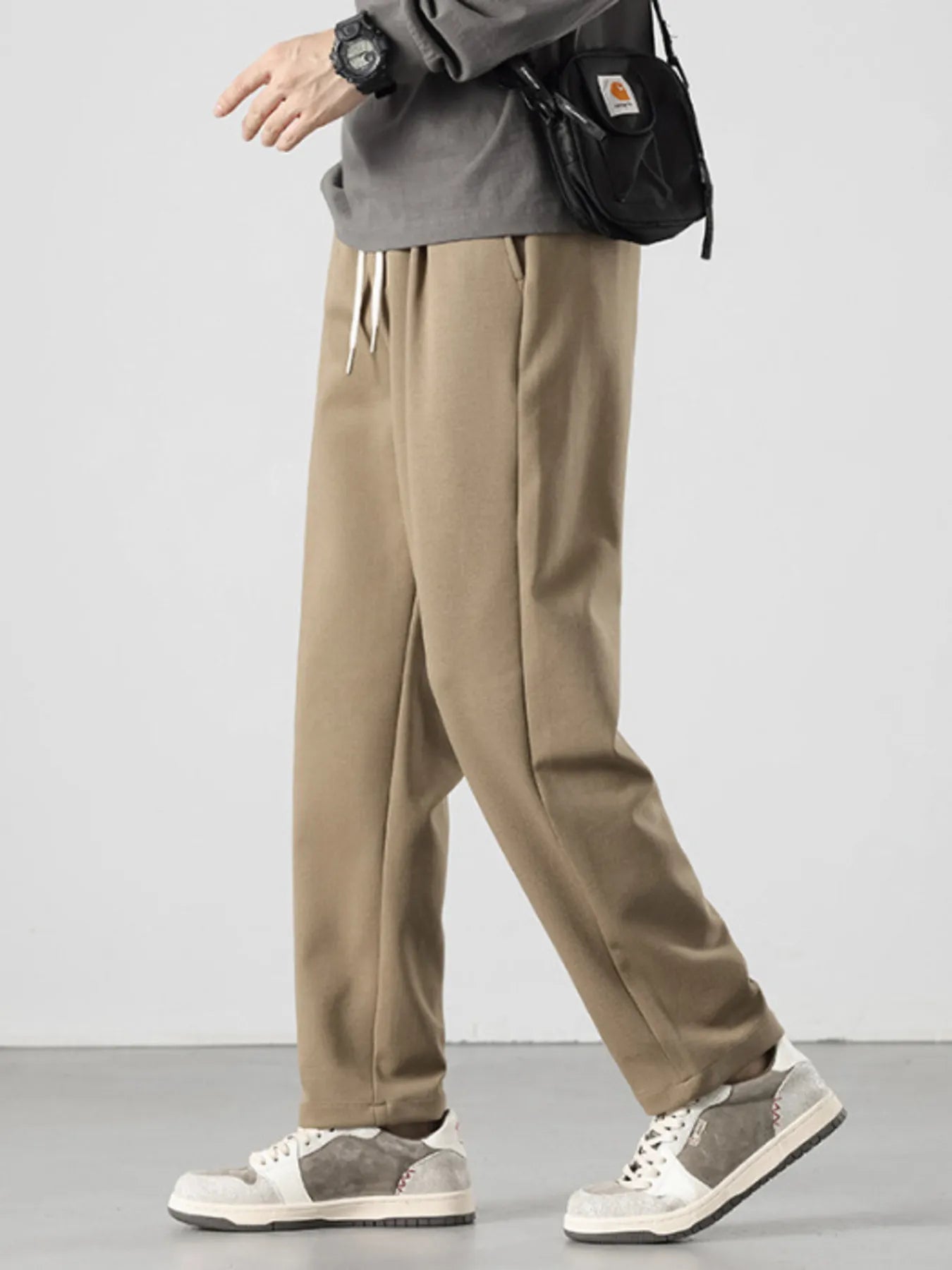 Men's Full Size Drawstring Track Pants with Relaxed Fit Plus Size OutfitFlow