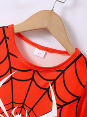 Children's Spider Round Neck Short Sleeve T-Shirt and Pants Set OutfitFlow