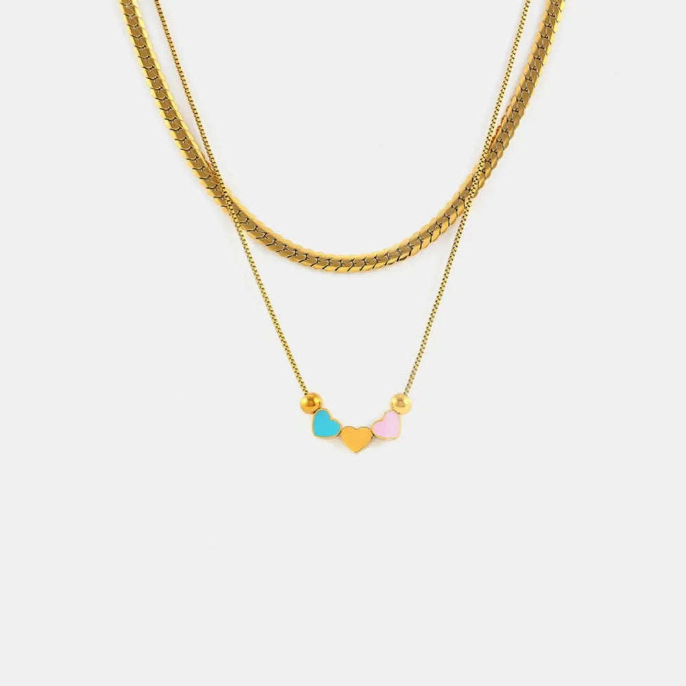 18K Gold-Plated Double Layered Heart Necklace OutfitFlow