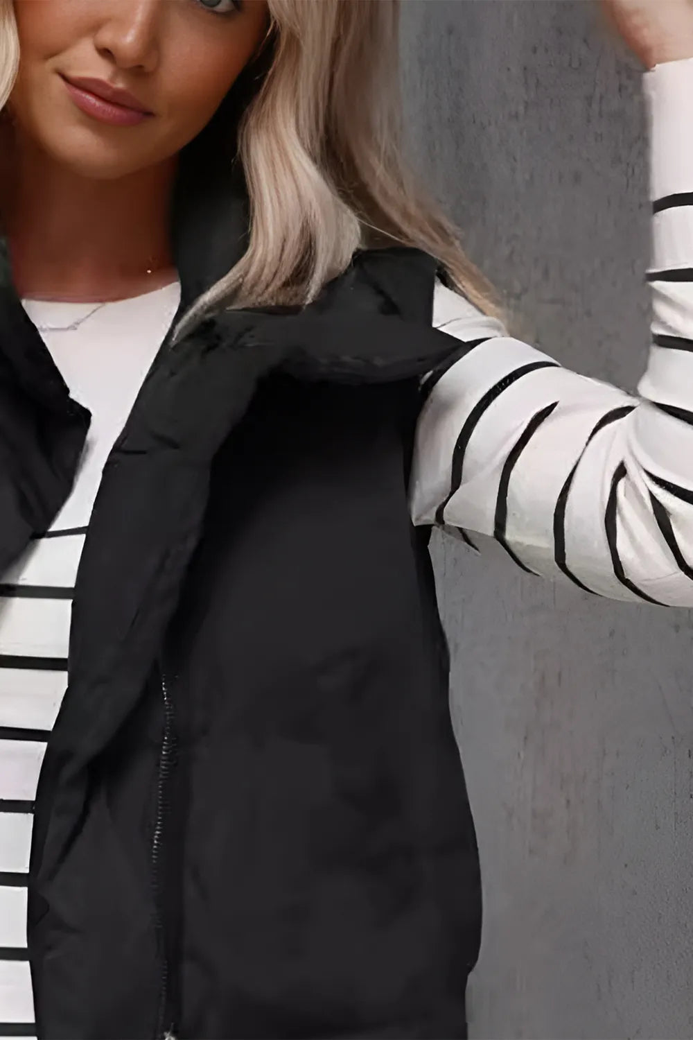 Zip Up Vest Coat with Pockets Trendsi