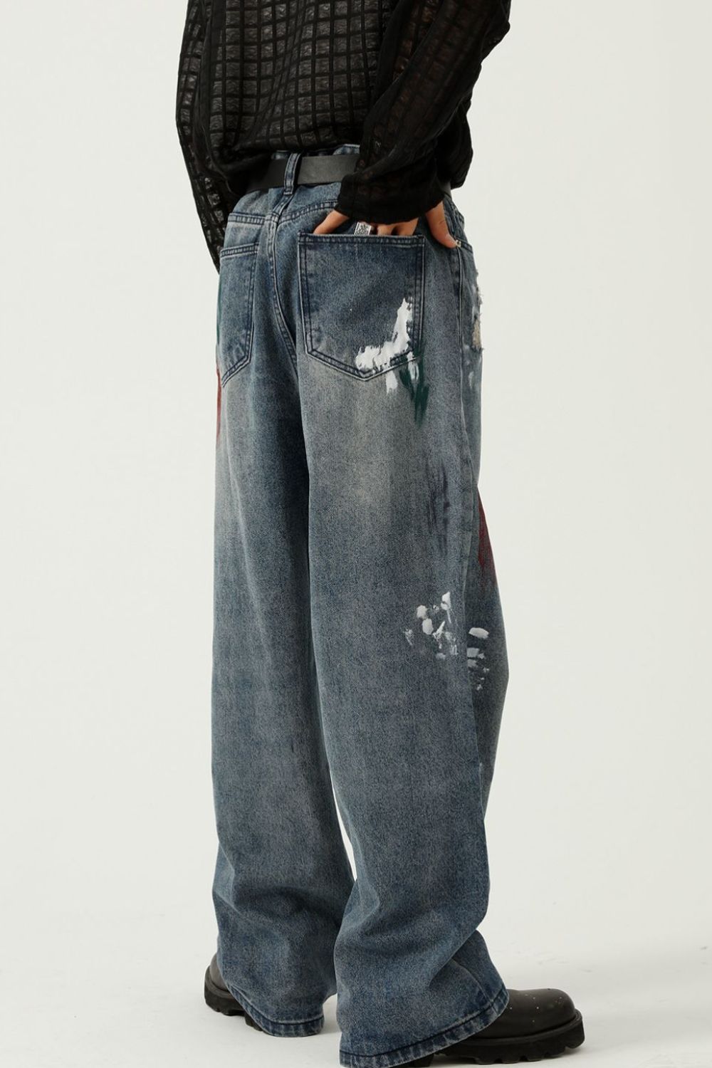 Washed Distressed Wide-Leg Jeans OutfitFlow